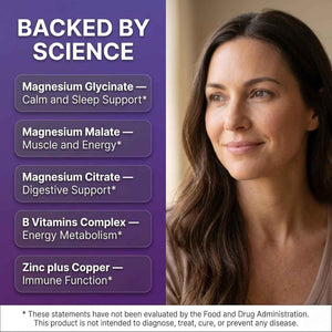 Clean Nutraceuticals Magnesium Complex with Magnesium Glycinate Citrate Malate Oxide Taurate Aspartate Orotate & Mag Chloride, Zinc Copper Manganese & Vitamin C B1 B2 B6 B12 Complex - 1Pack