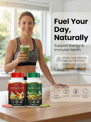 MPRAYAN Fruits and Veggies Capsules - 90 Fruits + 90 Veggies - Whole Food Superfood Supplement - Daily Greens Vitamins & Minerals - Plant Based Nutrition - Vegan Non-GMO - 180 Capsules MPRAYAN buy supplements Au