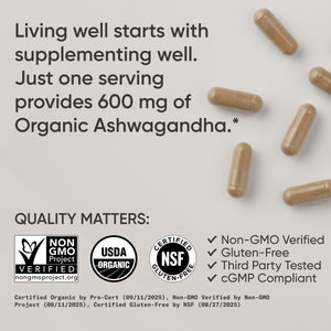 Sports Research® Organic Ashwagandha – Adaptogen for Relaxation, Calm & Sleep Support – Made with Organic KSM-66® – 600 mg – Non-GMO Verified, Gluten-Free, Certified Vegan – 90 Veggie Capsules Sports Research buy supplements Au