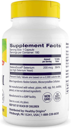 Healthy Origins Selenium 200 mcg, SelenoExcell, 180 Capsules