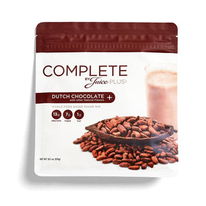 Complete by JuicePlus+ Dutch Chocolate Shakes - Plant-Based Nutrition - Whole Food Based Shake Powder with Protein, Fiber & Prebiotics - 30 Servings (2 Pouches, 15 Servings Each) Juice Plus+ buy supplements Au