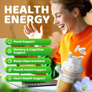 Triple Magnesium Complex - Magnesium Glycinate, Taurate & Malate Supplement with Omega3, Ashwagandha, GABA for Sleep, Brain Heart & Muscle Support - High Absorption and Gentle, Vegan, 120 Capsules iMATCHME buy supplements Au