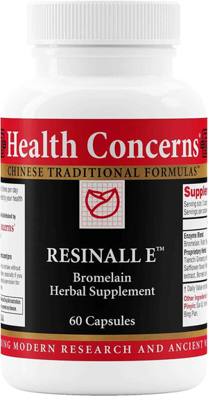 Health Concerns Resinall E – Bromelain Herbal Supplement for Bruising Recovery – Helps Repair Damaged Cells - Natural Enzyme Blend with Herbs – Post Surgery Support – 60 Capsules