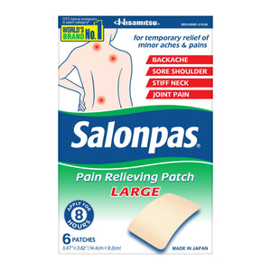 Salonpas Pain Relieving Patch, Large, 6 Count, for Back, Neck, Shoulder, Knee Pain and Muscle Soreness, 8 Hour Pain Relief Salonpas buy supplements Au