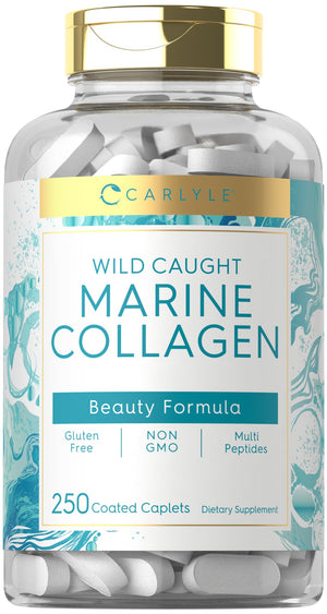 Carlyle Marine Collagen for Hair Skin and Nails | 250 Caplets | Peptides for Women and Men | Type I with Calcium | Non-GMO & Gluten Free Carlyle buy supplements Au