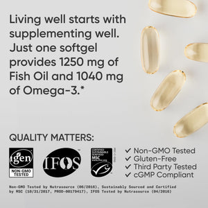 Sports Research® Omega-3 Fish Oil 1250 - Triple Strength Fish Oil Supplement from Wild Alaska Pollock - MSC Certified Sustainable · Non-GMO · Soy Free - 90 Softgel Capsules Sports Research buy supplements Au