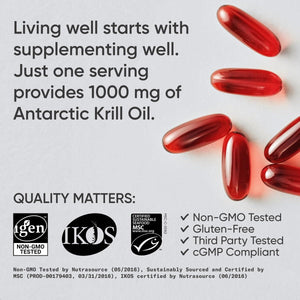 Sports Research Krill Oil Supplement with EPA & DHA Omega 3, Phospholipids & Astaxanthin from Antarctic Krill - Highest Concentration of Krill Oil for Men & Women - 1000mg, 60 Softgel Capsules Sports Research buy supplements Au