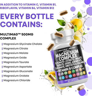 Clean Nutraceuticals Magnesium Complex with Magnesium Glycinate Citrate Malate Oxide Taurate Aspartate Orotate & Mag Chloride, Zinc Copper Manganese (90 Count (Pack of 2)) Clean Nutraceuticals buy supplements Au