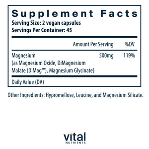 Vital Nutrients Triple Magnesium Complex Supplement | Vegan Magnesium Glycinate, Malate & Oxide 250mg | Easily Absorbed Magnesium Supplement for Stress, Muscle, Heart, Bone Support | 90 Capsules Vital Nutrients buy supplements Au