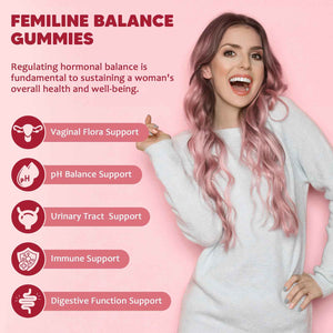 Premium Feminine Balance Gummies for Women with Cranberry Pineapple Powder | Support pH Balance & Vaginal Probiotics Health Gummies with D-Mannose , Sugar Free, Gluten Free, Vegan