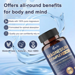 Magnesium Complex 700mg, 12 in 1 Magnesium Supplement with Glycinate, Citrate, Malate, Oxide, Taurate & Orotate, High Absorption Magnesium for Sleep, Muscle, Nerve & Heart Support, Vegan, 120 Capsules Aiwevon buy supplements Au