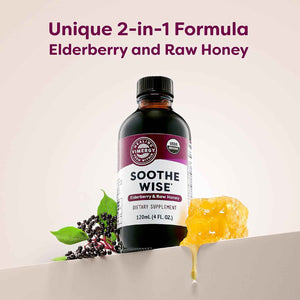 Vimergy Soothe Wise* – USDA Certified Organic – Immune Support with Elderberry & Honey – 24 5mL (1 TSP) Servings (940 mg Extract Per Serving) – Vegan, Paleo-Friendly, Gluten-Free (120 mL)