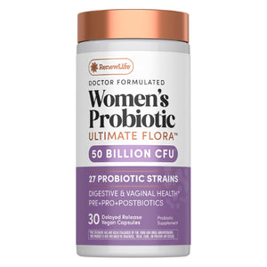 Renew Life Ultimate Flora Probiotics for Women | 50 Billion CFU | 30 Delayed Release Vegan Capsules | Digestive & Vaginal Health | Dairy, Soy and Gluten Free Supplement Renew Life buy supplements Au