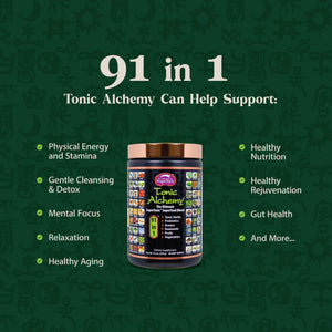 Dragon Herbs Tonic Alchemy Superfood Greens Powder with 91 Ingredients: Tonic Herbs, Ashwagandha, Mushrooms, Probiotics, Super Greens, Seaweeds, Fruits, Vegetables, Spirulina - 30 Servings Dragon HerbsBuy Supplements Australia