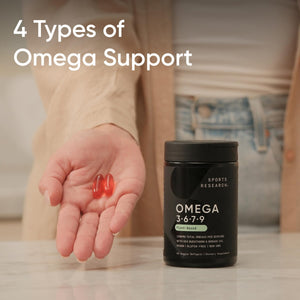 Sports Research® Vegan Omega 3-6-7-9 - 1200 mg of Multi-Spectrum Omega Fatty Acids Certified Non-GMO Formula with Sea Buckthorn & Borage Oil - 90 Veggie Softgels Sports Research buy supplements Au