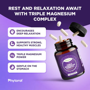 Highly Potent Magnesium Complex Capsules - Triple Magnesium Blend with Taurate Glycinate and Malate - 400mg Supplement Supports Relaxation & Overall Wellness Non-GMO Vegan - 90 Count Phytoral buy supplements Au