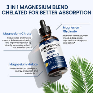 Triple Magnesium Complex Supplement-Magnesium Glycinate, Citrate, Malate Liquid Drops 500mg with Ashwagandha, L-Theanine, Vitamin B6 for Calm, Stress Relief, Sleep, Muscle Support-Pineapple Flavor dilib buy supplements Au