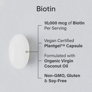 Sports Research® Biotin 10,000mcg with Organic Coconut Oil - Biotin (Vitamin B7) for Healthy Skin and Hair Support* - for Women and Men - Vegan, Non-GMO, Gluten & Soy-Free - 30 Veggie Softgels Sports Research buy supplements Au