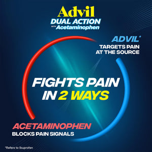 Advil Dual Action Coated Caplets, 125 Mg Ibuprofen and 250 Mg Acetaminophen per Dose (2 Dose Equivalent) for 8 Hour Pain Relief - 216 Count Advil buy supplements Au