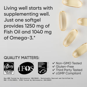 Sports Research® Omega-3 Fish Oil 1250 - Triple Strength Fish Oil Supplement from Wild Alaska Pollock - MSC Certified Sustainable · Non-GMO · Soy Free - 180 Softgel Capsules Sports Research buy supplements Au