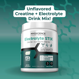 MYOXCIENCE Electrolyte STIX | Creatine Electrolyte Powder | Recovery from Exercise & Muscle Development w/Real Salt (Unflavored) (Jar 45 ct) MYOXCIENCE buy supplements Au