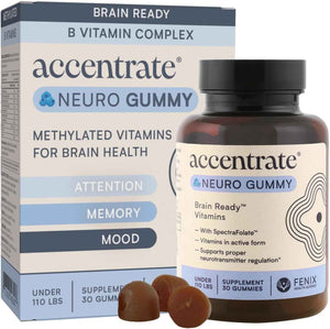 Accentrate Neuro Gummy for Kids | Supports Attention & Mood | Folinic Acid & Methylfolate | Complete Vitamin B Complex with SpectraFolate™ | MTHFR Supplement | No Artificial Ingredients | 30 Gummies