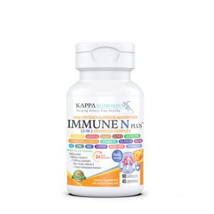(90 Capsules), NAC 600mg, Quercetin 1,000mg, Vitamin C 500mg, Zinc 50mg, Vitamin D3 5,000iu, Selenium, Copper, Acerola, Ginger, Rutin, Citrus Bioflavonoids, Rose Hips, Echinacea, Immune N Plus 15 in 1 KAPPA NUTRITION buy supplements Au