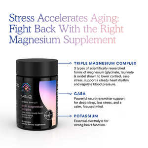 MitoQ Triple Magnesium Complex | Magnesium Glycinate, Taurinate, Oxide with GABA for Heart Health, Stress Management, & Deeper Sleep | High Absorption | 90 Capsules MitoQ buy supplements Au