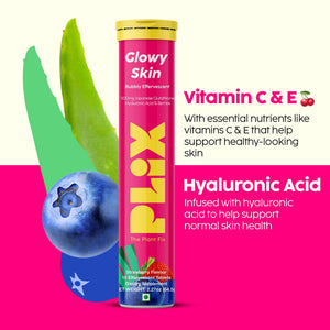 PLIX Glowy Skin 500mg Glutathione Supplement with Hyaluronic Acid, Vitamin C, E & Berries | 30 Effervescent Tablets, Strawberry Flavor PLIX - THE PLANT FIXBuy Supplements Australia