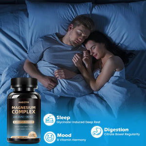 Magnesium Complex Supplement 600mg with with D3 K2 MK7 & B Vitamins High Absorption Capsules with Glycinate, Citrate & Malate,Taurate Relaxation,Muscle,Heart Support, Vegan 120 Capsules HABIZIYA buy supplements Au