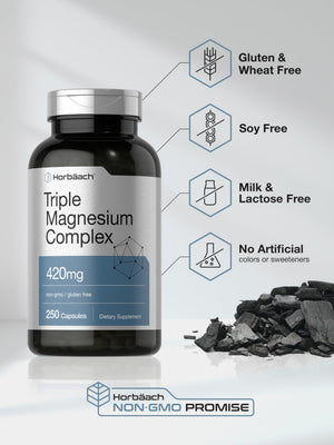 Horbäach Triple Magnesium Complex | 420 mg | 250 Capsules | Non-GMO and Gluten Free Formula | Magnesium Oxide, Citrate, and Aspartate Dietary Supplement Horbäach buy supplements Au