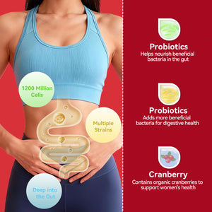 Right More Probiotic for Women Gummies,Feminine Balance Gummies, -1200 Billion Compound, Digestive & Immune Support, Supports Vaginal Health Prebiotics, Natural Cranberry Flavor, Vegan, 60 Gummies Right More buy supplements Au