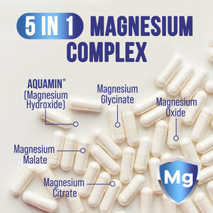 Magnesium Complex Capsules - 500mg per Serving Magnesium - High Absorption Chelated Mineral Supplement - with Oxide, Glycinate, Malate, Citrate for Muscle Bone and Heart Health Support - 120 Capsules Health Nutrition Naturals buy supplements Au