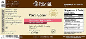 Nature's Sunshine Vari-Gone, 90 Capsules, Varicose Vein Supplements with 7 Powerful Herbs and Nutrients That Support Circulation for Vein Health, Strength, and Function