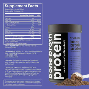 Beef Bone Broth Protein Powder - 20g Beef Protein Lush Chocolate Delight Flavor - Bone Broth Powder Supplement - Enhance Workout Recovery, Joint Flexibility & Digestive Health - 27.5 oz