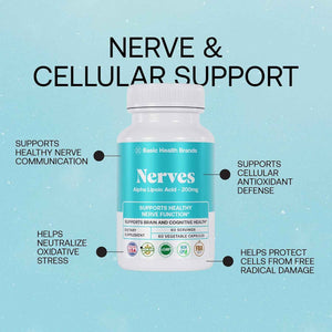 Basic Brands Nerves Alpha Lipoic Acid, 200 mg 1 Pack | Antioxidant, Immune Support, Eye Health Support, Heart Health Support, Nerve Health