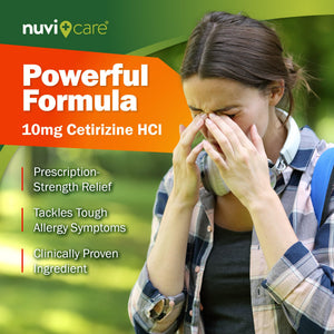 Nuvicare 24-Hour Allergy Medicine - Cetirizine Hydrochloride 10mg Tablets - Compare to the Active Ingredient in Zyrtec Antihistamine Meds - Generic Allergy Pills for All Day Allergy Relief (100 Count) NUVICARE buy supplements Au