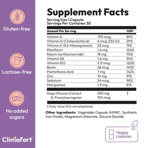 Climafort 60 Day Supply | Menopause Relief Pills | Natural Relief for Hot Flashes, Night Sweats, Mood Swings & Hormone Balance | Hops, Vitamins, and Minerals | 1 Capsule Daily ClimafortBuy Supplements Australia