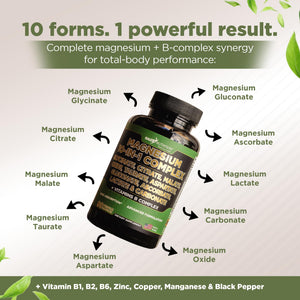 Gade Nutrition Magnesium Complex 10 in 1 - Glycinate, Citrate, Malate, Oxide, Taurate, Aspartate, Gluconate Ascorbate Lactate Carbonate Zinc Copper Manganese & Vitamins 90 Count GADE NUTRITION BOOST YOUR HEALTH buy supplements Au