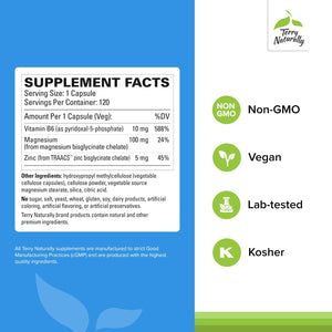 Terry Naturally BioActive Magnesium Complex - Bone & Heart Health Support - Supplement with Vitamin B6, Zinc & Magnesium - Pyridoxal-5-Phosphate Vegan Capsule Supplement - 120 Capsules Terry Naturally buy supplements Au
