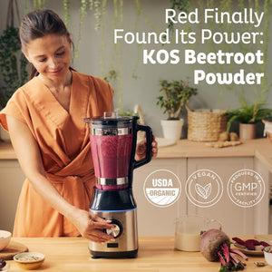 KOS Organic Beet Root Powder, USDA Certified - Superfood Plant Based Beetroot Ingredient for Stamina Increasing, Circulation - Non-GMO, Soy & Gluten-Free, 50 Servings Bag KOS buy supplements Au