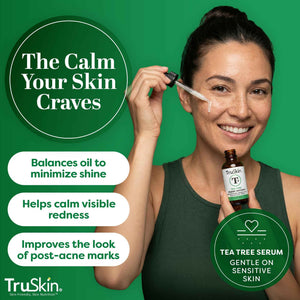 TruSkin Tea Tree Acne Serum with Salicylic Acid & Retinol, 1 fl oz | Helps to clarify acne-prone skin, refine the look of pores & complexion with Tea Tree, Niacinamide, and Vitamin C