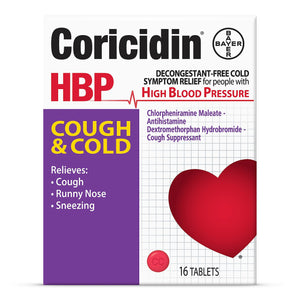 Coricidin HBP Decongestant-Free Cough and Cold Medicine - Specially Designed Relief for High Blood Pressure, Cough, Runny Nose, Sneezing and Cold Symptoms (16 Count) Coricidin HBP buy supplements Au