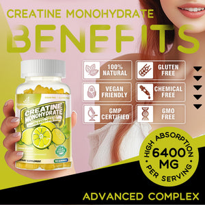 Creatine Monohydrate Gummies Complex for Men & Women -Advanced Formula W/L-Taurine + Vitamin B12, Sugar Free Chewable Supplement,90 Lemon Gummies Openovomins buy supplements Au