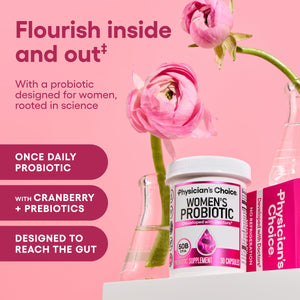 Physician's CHOICE Probiotics for Women - PH Balance, Digestive, UT, & Feminine Health - 50 Billion CFU - 6 Unique Strains for Her - Organic Prebiotics, Cranberry Extract+ - Women Probiotic - 30 CT Physician's CHOICE buy supplements Au