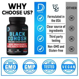 DEDICAD 12in1 Black Cohosh 5-Month Supply for Menopause Support Supplement with Dong Quai, Chasteberry, Red Raspberry, Licorice, Wild Yam & More - 150 Capsules DEDICADÂ buy supplements Au