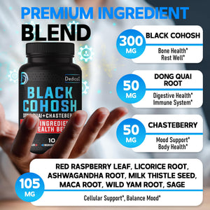 DEDICAD 12in1 Black Cohosh 5-Month Supply for Menopause Support Supplement with Dong Quai, Chasteberry, Red Raspberry, Licorice, Wild Yam & More - 150 Capsules DEDICADÂ buy supplements Au
