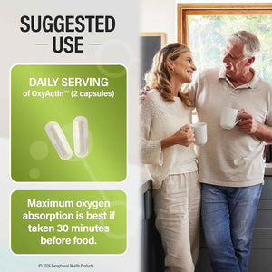 OxyActin Oxygen Supplement, 60 Vegetable Capsules | Immune Health & Cellular Energy, High Altitude & Endurance Support with 50mgs of CoQ10, Vitamin B12, & Aloe Vera Juice Powder