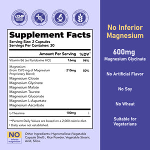 Magnesium 7 Complex for Women 1600mg, Magnesium Glycinate 600mg 7 High Absorption Magnesium Supplement with Citrate, Malate, Chelate, Taurate, Gluconate, Aspartate & Ascorbate for Sleep, 60 Capsules VIVI Youth buy supplements Au