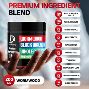 DEDICAD Wormwood Capsules Supplement - Extracted from Black Walnut, Cloves, Turmeric, Apple, Berberine HCl & More - 11 Ingredients Combined for Immune System, Body Management - 60 Capsules DEDICADÂ buy supplements Au